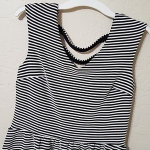 Xhilaration Stretch Black and White Striped Dress